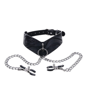 Sportsheets Sportsheets Velvet Noir Collar &amp; Removable Clamps - Black - Image 3