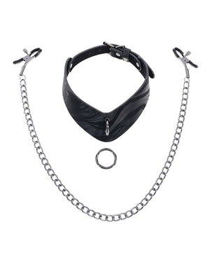 Sportsheets Sportsheets Velvet Noir Collar &amp; Removable Clamps - Black - Image 4