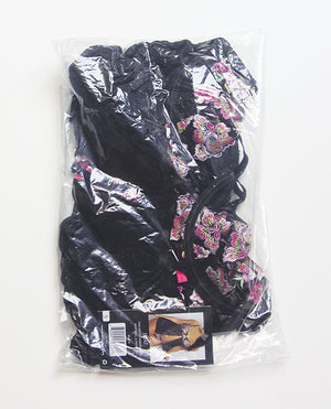 Floral Lace and Mesh Underwire Babydoll w/Open Back Panty 2 pc Set - Black/Pink XL - Image 3