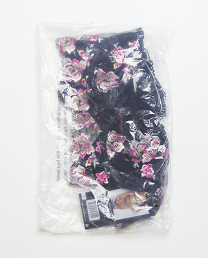Seven 'til Midnight Floral Lace and Mesh Long Line Underwire Bra w/Garter &amp; G-String - Black/Pink XL - Image 3