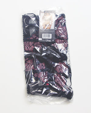 Seven 'til Midnight Floral Lace and Mesh Underwire Bustier w/Thong 2 pc Set - Black/Purple 3X/4X - Image 3