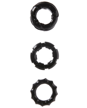 Malesation MALESATION Stretchy Cock Rings - Pack of 3 Black - Image 2