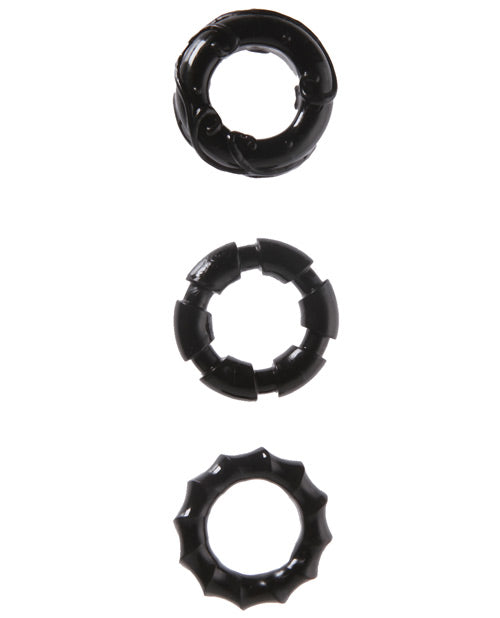 Malesation MALESATION Stretchy Cock Rings - Pack of 3 Black - Image 2