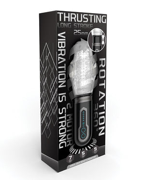 Thrusting, Rotating & Vibrating Oral Sex Masturbator - Black - Image 5