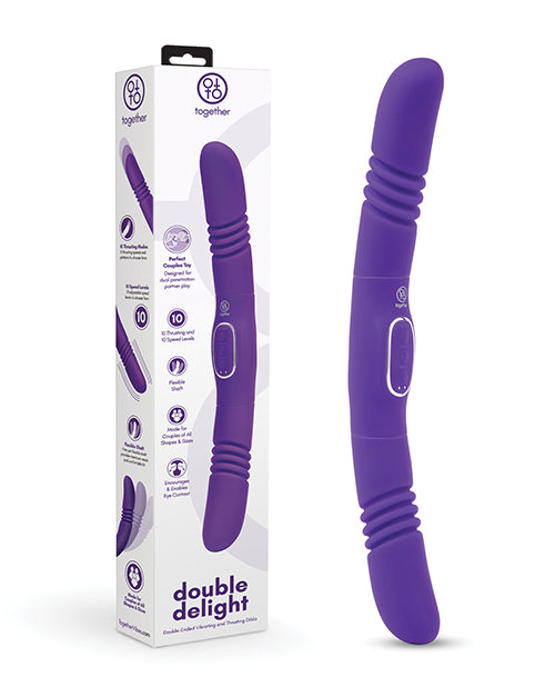 Together Together Double Delight Double-Ended Vibrating &amp; Thrusting Vibrator - Purple