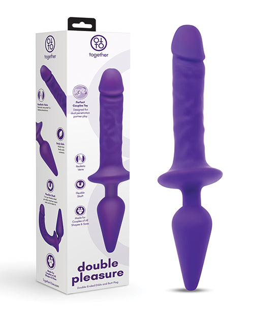 Together Together Double Pleasure 11" Double-Ended Dildo &amp; Butt Plug - Purple