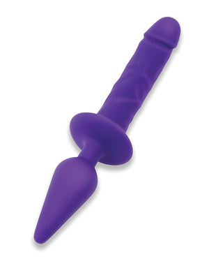 Together Together Double Pleasure 11" Double-Ended Dildo &amp; Butt Plug - Purple - Image 3