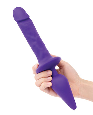 Together Together Double Pleasure 11" Double-Ended Dildo &amp; Butt Plug - Purple - Image 4