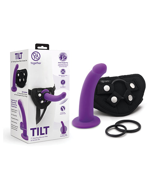 Together Together Tilt 6.5 Vibrating Silicone Dildo &amp; Harness Set