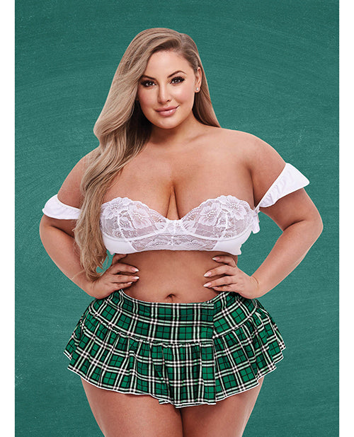 Teacher's Pet Teacher's Pet Schoolgirl Bustier &amp; Skirt Green/White QN