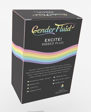 Gender Fluid Gender Fluid Excite! Ribbed Plug - Silver - Image 2