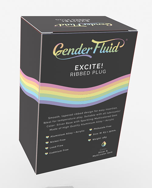 Gender Fluid Gender Fluid Excite! Ribbed Plug - Silver - Image 2