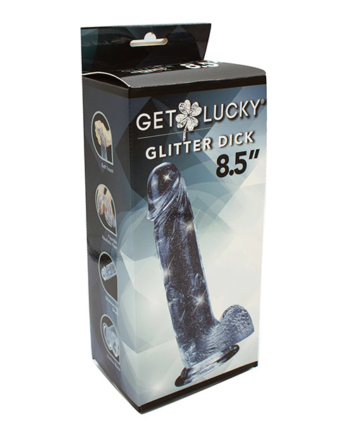 Get Lucky Get Lucky 8.5" Real Skin Glitter Dick - Clear