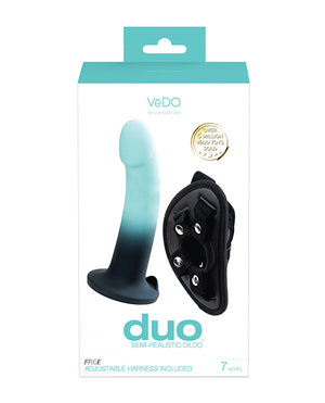 VeDO VeDO Duo Silcone Dildo w/Harness - Turquoise/Black - Image 5