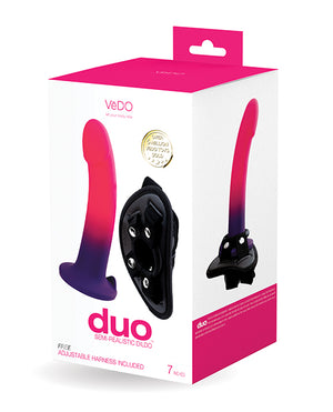 VeDO VeDO Duo Silcone Dildo w/Harness - Pink/Purple - Image 2
