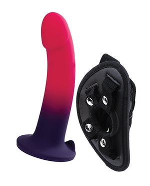 VeDO VeDO Duo Silcone Dildo w/Harness - Pink/Purple - Image 3