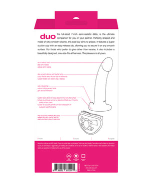 VeDO VeDO Duo Silcone Dildo w/Harness - Pink/Purple