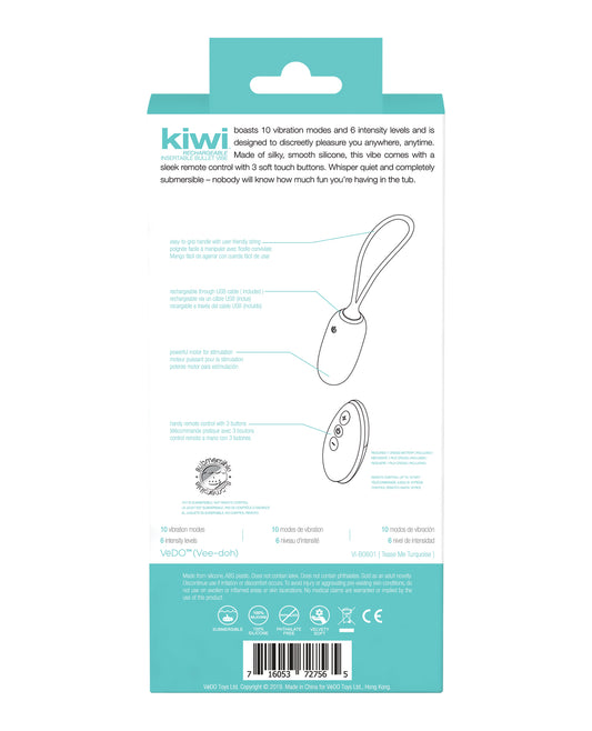 VeDO VeDO KIWI Rechargeable Insertable Bullet - Tease Me Turquoise - Image 2