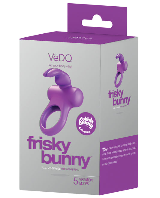 VeDO VeDO Frisky Bunny Rechargeable Vibrating Ring - Perfectly Purple - Image 2