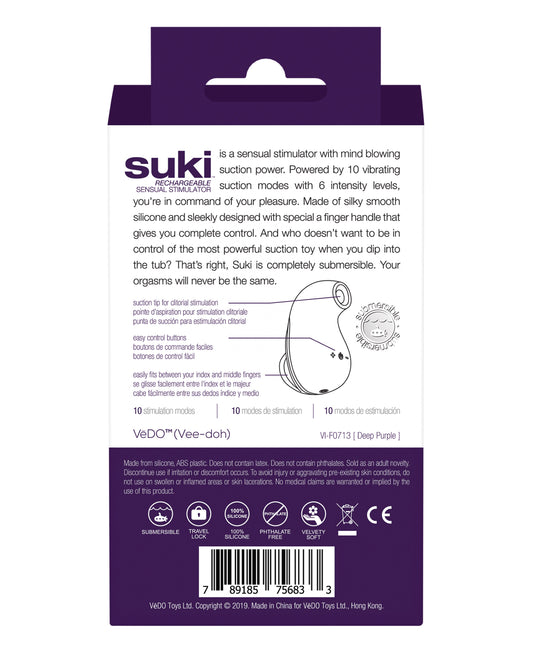 VeDO VeDO Suki Rechargeable Vibrating Sucker - Deep Purple - Image 2