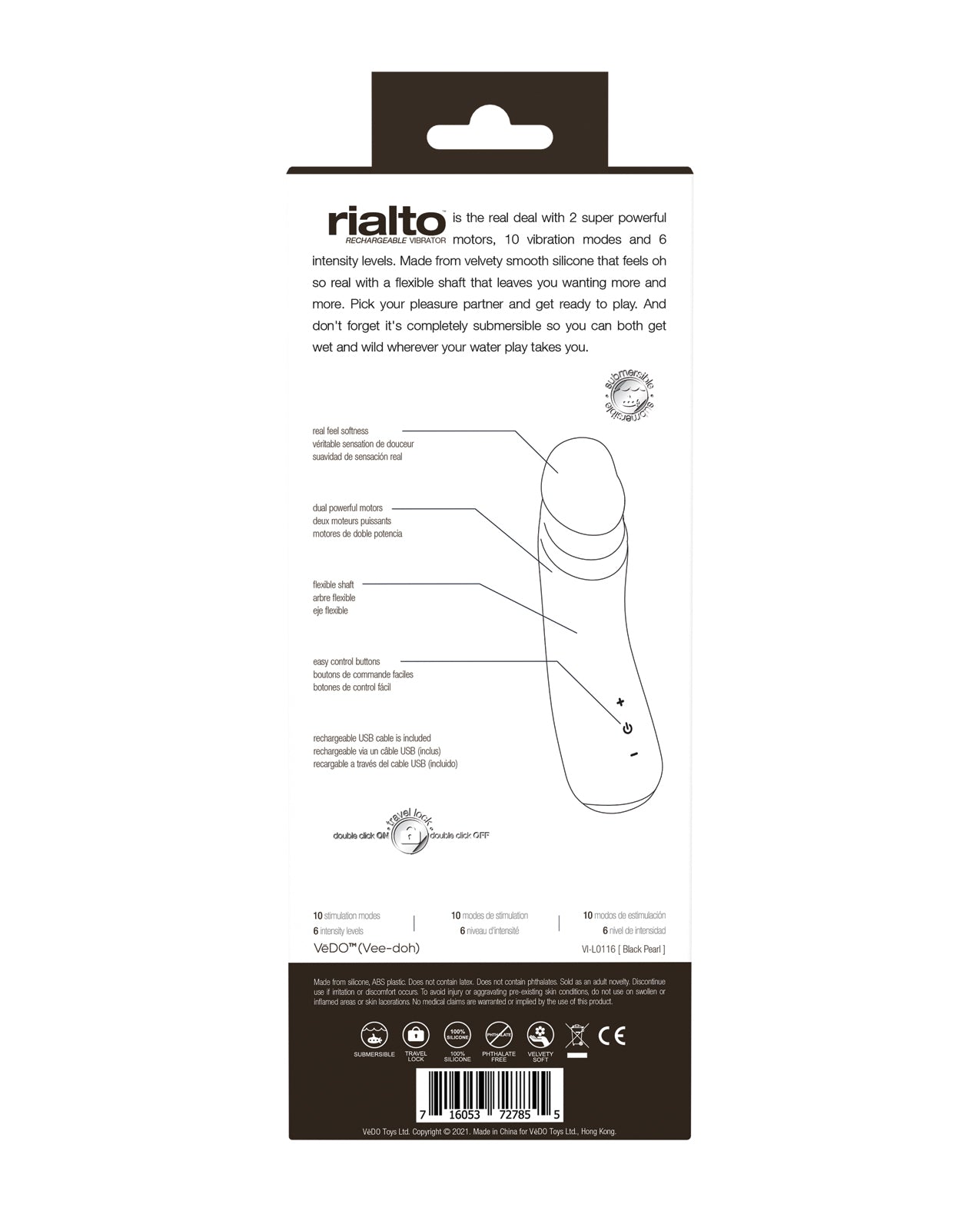VeDO VeDO Rialto Rechargeable Vibe - Black Pearl