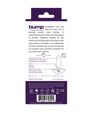 VeDO VeDO Bump Rechargeable Anal Vibe - Deep Purple - Image 3