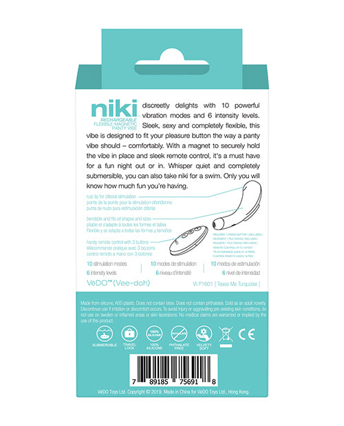 VeDO VeDO Niki Rechargeable Panty Vibe - Tease Me Turquoise
