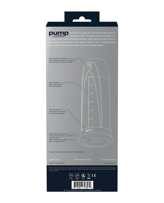 VeDO VeDO Pump Rechargeable Vacuum Penis Pump - Just Black