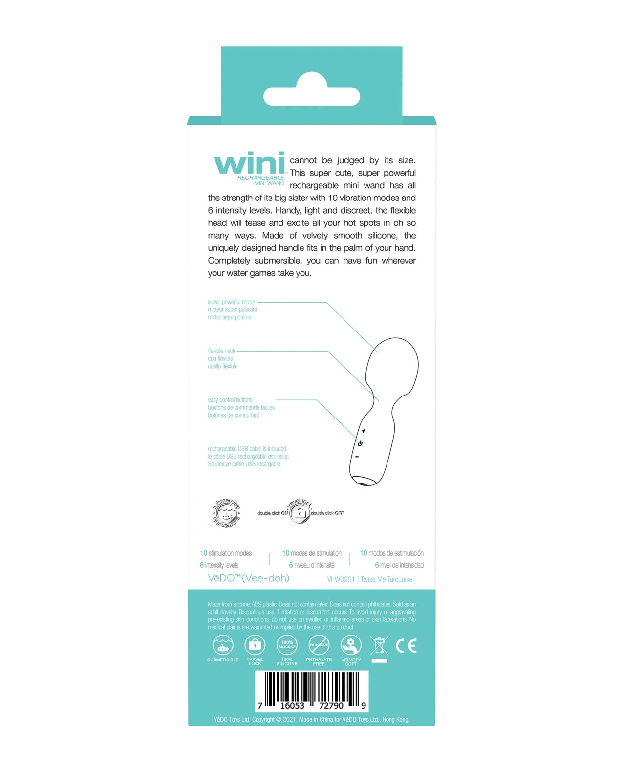 VeDO VeDo Wini Rechargeable Mini Wand - Tease Me Turquoise