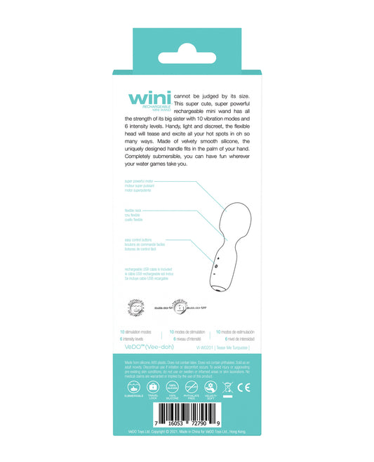 VeDO VeDo Wini Rechargeable Mini Wand - Tease Me Turquoise