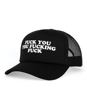 Wood Rocket Wood Rocket Fuck You You Fucking Fuck Trucker Hat - Black