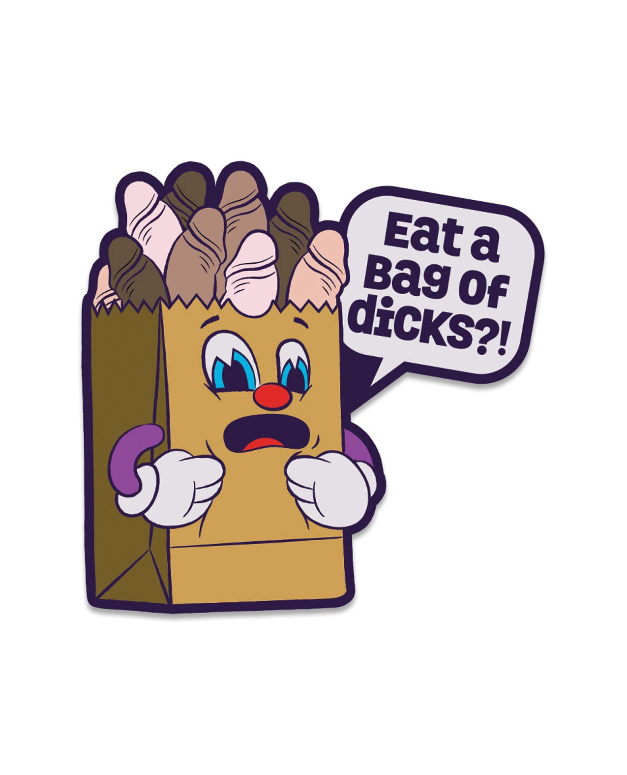 Wood Rocket Wood Rocket Fuck Buddies Eat a Bag of Dicks Pin - Multi Color