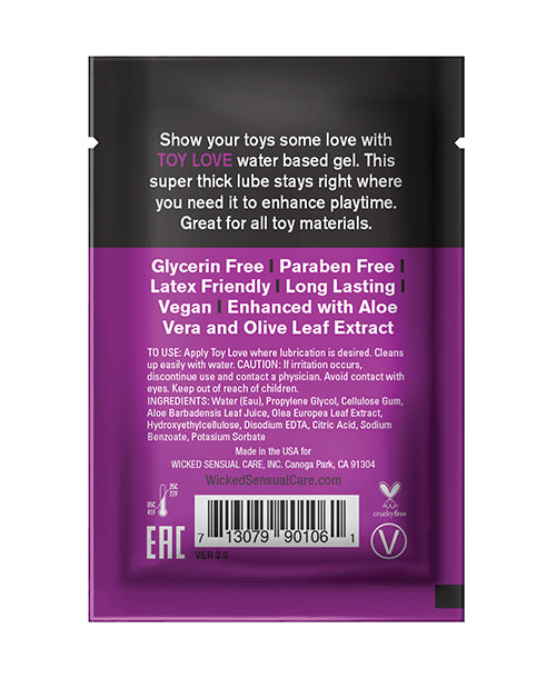 Wicked Sensual Care Wicked Sensual Care Toy Love Water Based Lubricant - .1 oz Fragrance Free - Image 2