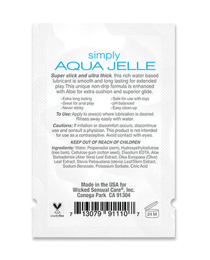 Wicked Sensual Care Wicked Sensual Care Simply Aqua Jelle Water Based Lubricant - .1 oz - Image 2