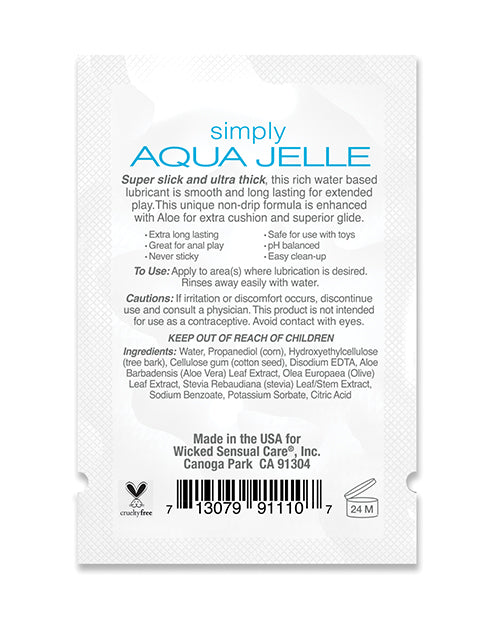 Wicked Sensual Care Wicked Sensual Care Simply Aqua Jelle Water Based Lubricant - .1 oz - Image 2