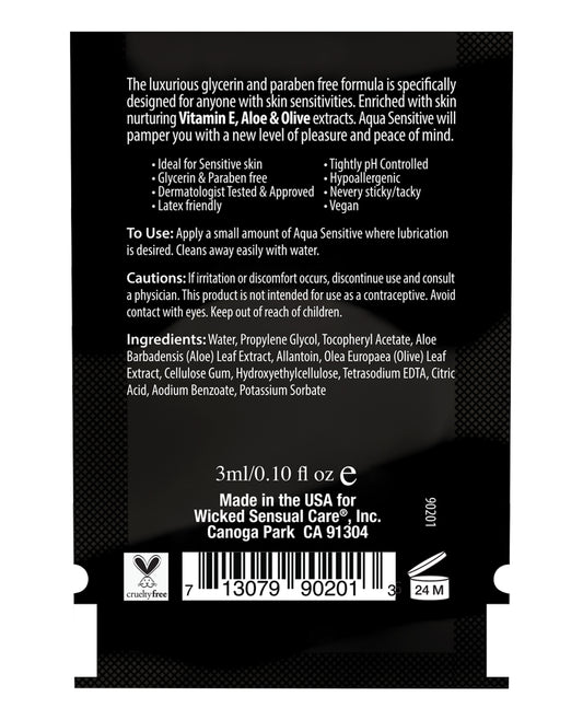 Wicked Sensual Care Wicked Sensual Care Hypoallergenic Aqua Sensitive Water Based Lubricant - .1 oz - Image 2