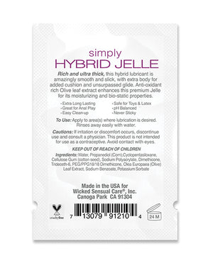 Wicked Sensual Care Wicked Sensual Care Simply Hybrid Jelle Lubricant - .1 oz