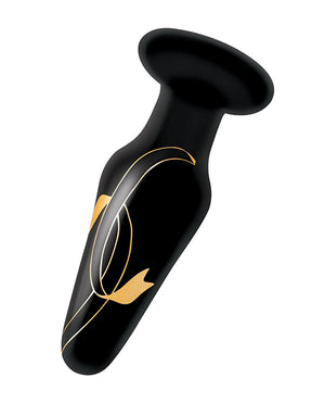 Secret Kisses Secret Kisses 4" Handblown Glass Plug - Black/Gold - Image 3