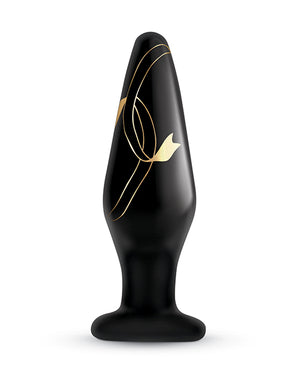 Secret Kisses Secret Kisses 4.5" Handblown Glass Plug - Black/Gold - Image 2