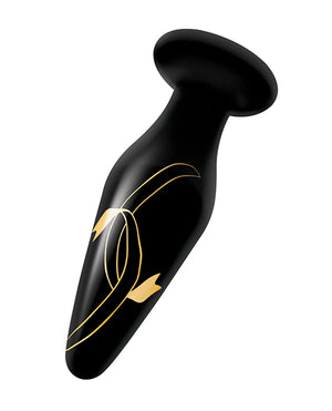 Secret Kisses Secret Kisses 4.5" Handblown Glass Plug - Black/Gold - Image 3