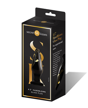 Secret Kisses Secret Kisses 4.5" Handblown Wide Glass Plug - Black/Gold