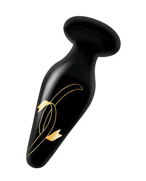 Secret Kisses Secret Kisses 4.5" Handblown Wide Glass Plug - Black/Gold - Image 3
