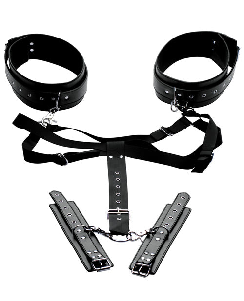 Master Series Master Series Acquire Easy Access Thigh Harness w/Wrist Cuffs - Black - Image 2