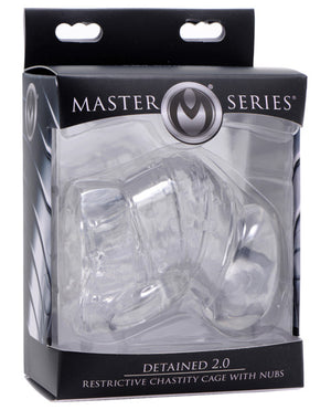 Master Series Master Series Detained 2.0 Restrictive Chastity Cage w/Nubs - Clear