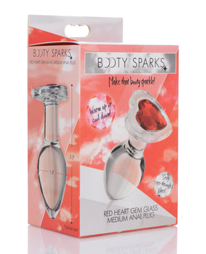BootySparks Booty Sparks Red Heart Gem Glass Anal Plug - Medium - Image 4