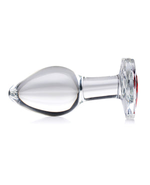 BootySparks Booty Sparks Red Heart Gem Glass Anal Plug - Medium