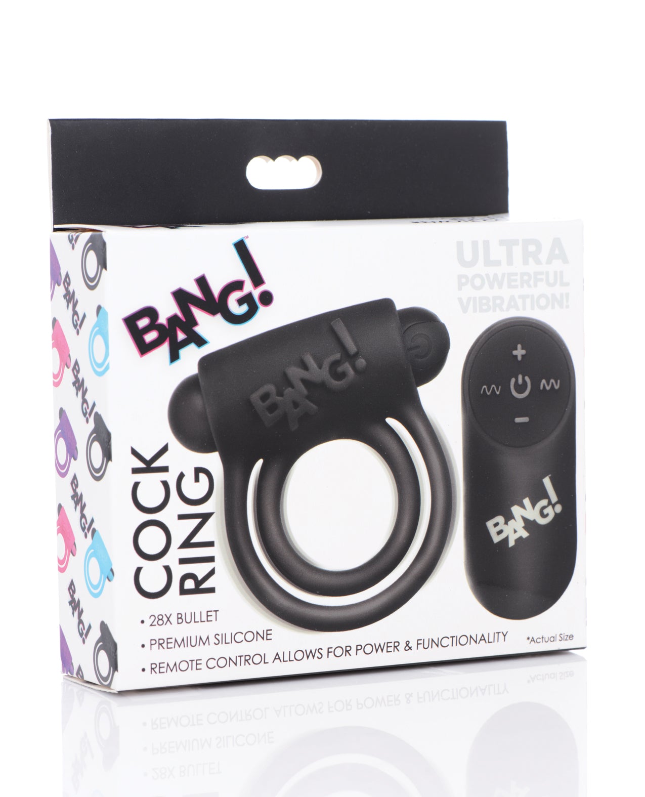 Bang! Bang! Vibrating Cock Ring &amp; Bullet w/Remote Control - Black