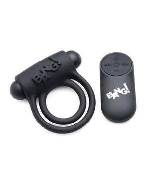 Bang! Bang! Vibrating Cock Ring &amp; Bullet w/Remote Control - Black - Image 2