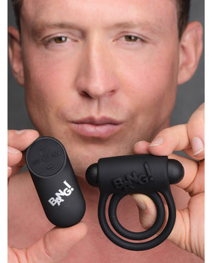 Bang! Bang! Vibrating Cock Ring &amp; Bullet w/Remote Control - Black - Image 4