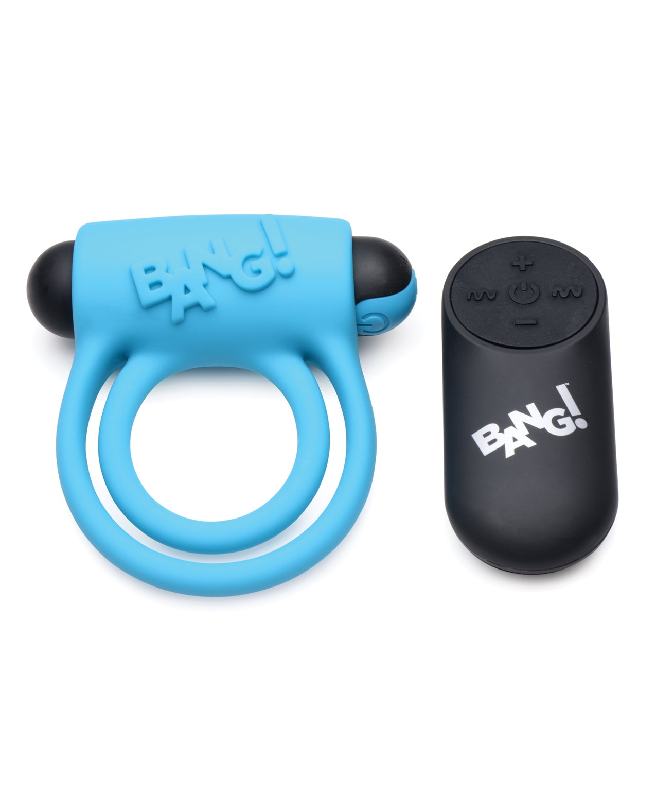 Bang! Bang! Vibrating Cock Ring &amp; Bullet w/Remote Control - Blue